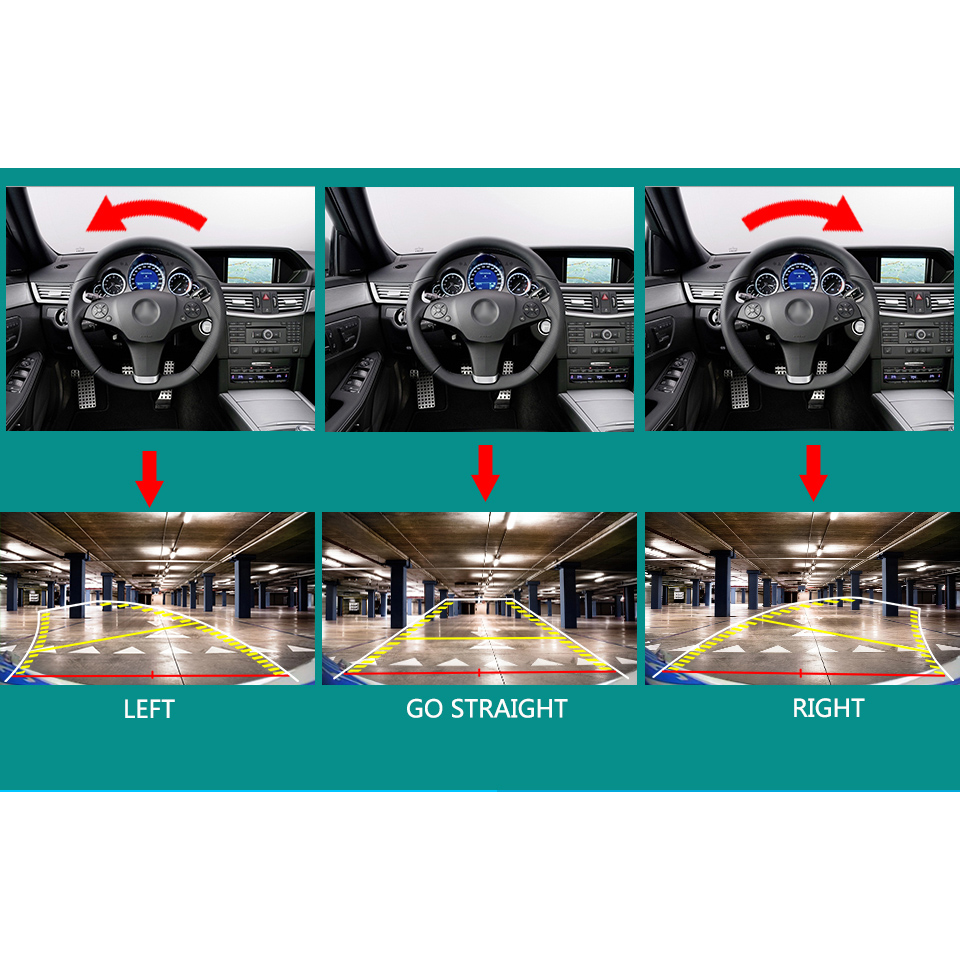 170 FiObjectif Fisheye, caméra de sauvegarde universelle intelligente pour véhicule, vue arrière de voiture, caméra de trajectoire inversée, ligne de guidage dynamique HD 170 Fisheye Lens Intelligent Universal Vehicle Backup Camera Car Rear View Reverse Trajectory Camera Dynamic Guide Line HD – Image 3