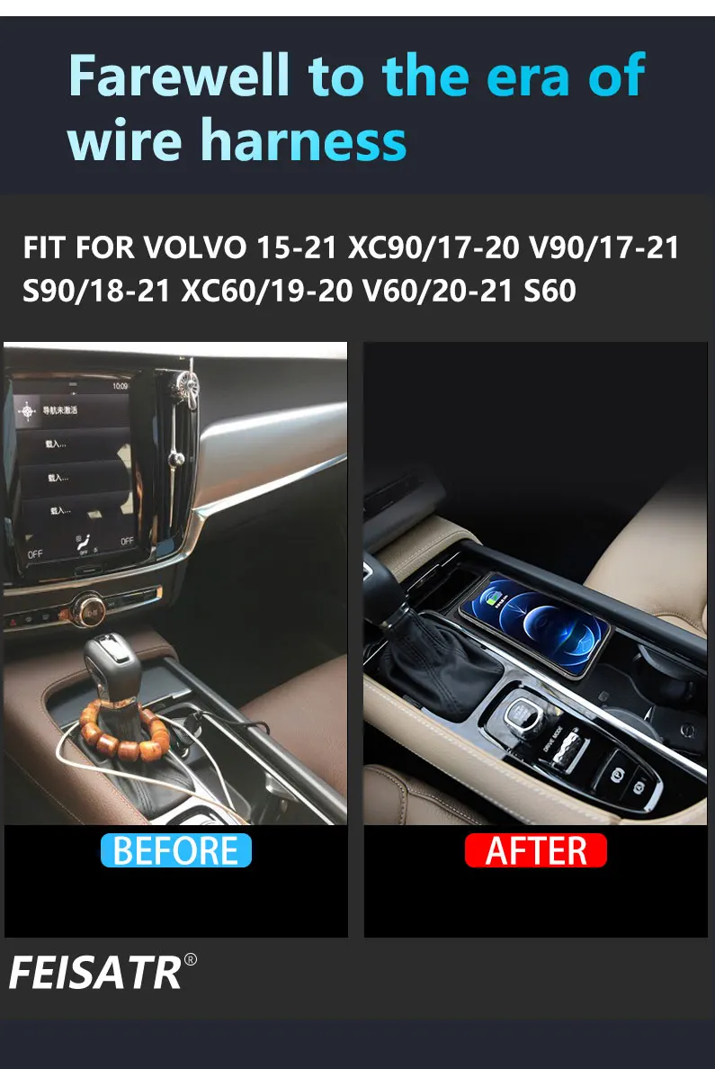 Volvo 15-21 XC90, 17-20V90, 17-21S90, 18-21 XC60, 19-20 Wireless Charger V60, 20-21 S60