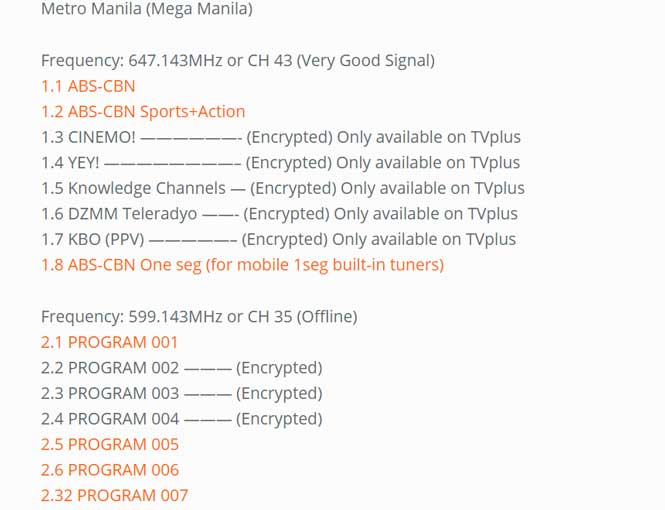 Philippines ISDB-T Frequency channel list 1 Philippines ISDB-T Frequency