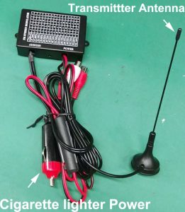 fm audio transmitter cigratte lighter power antenna
