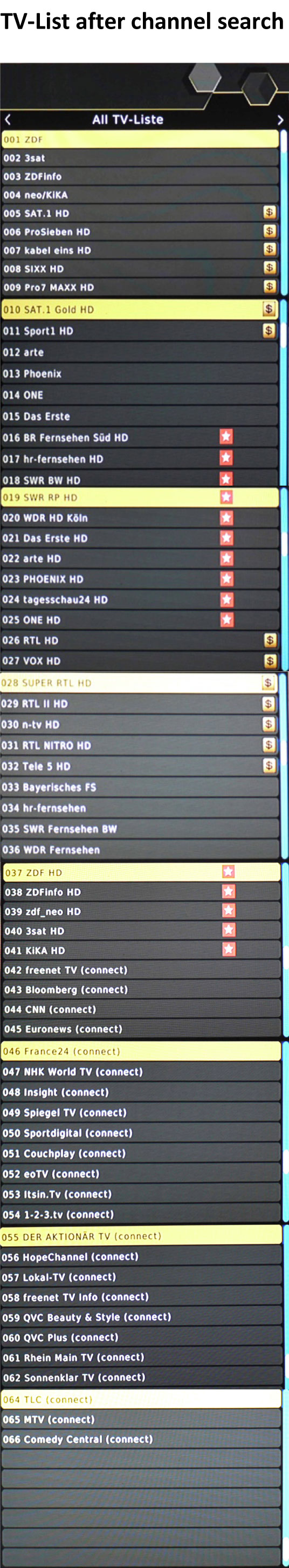 Lista de canais DVB-T2 da Alemanha H.265 2 Germany DVB-T2 Channel List