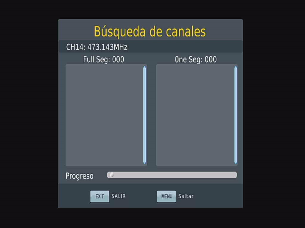 Menú ISDB-T del coche de OSD España Búsqueda automática de canales