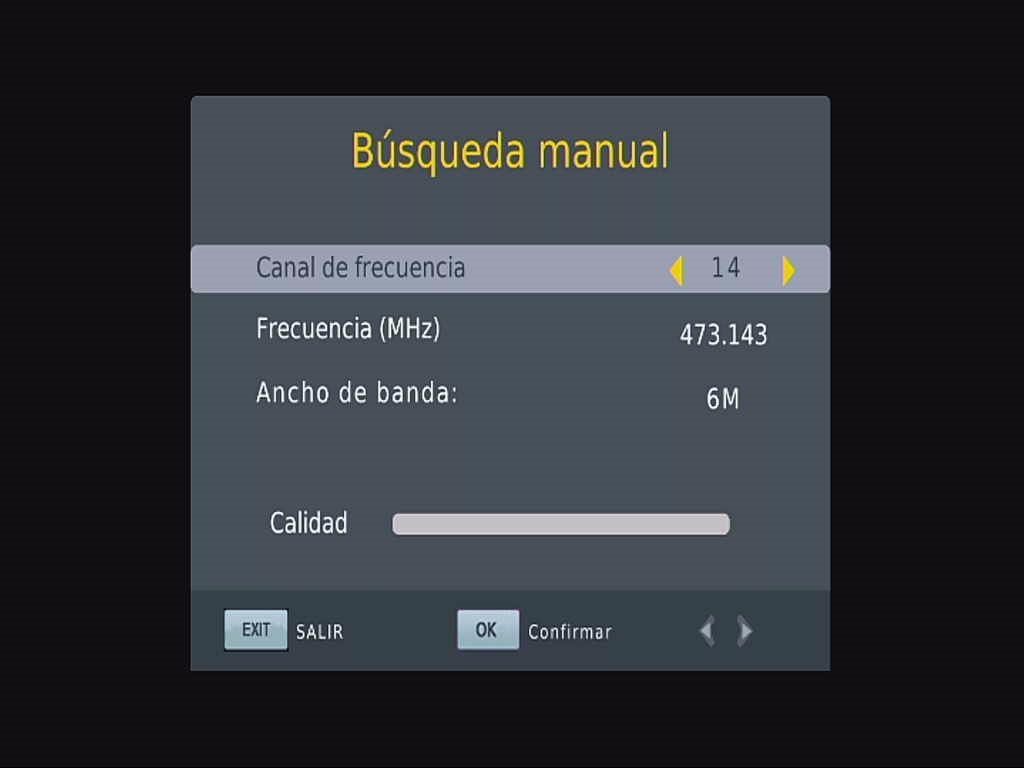 Menú ISDB-T del coche de OSD España Manual de Búsqueda manual