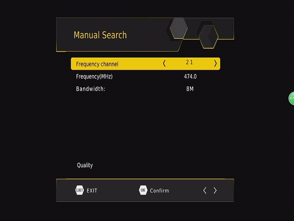 DVB-T265 Channel Manual Search OSD Menu