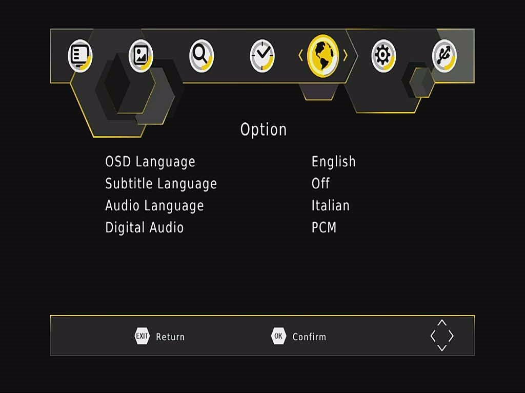 DVB-T265 Option OSD Menu