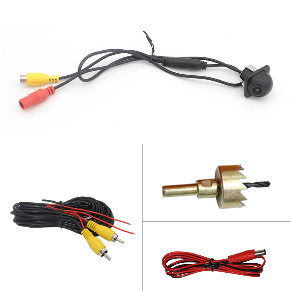 small straw hat rearview camera with 3 switches cuttable cable for parking guideline on/off, horizontal mirror on/off, vertical mirror on/off 18