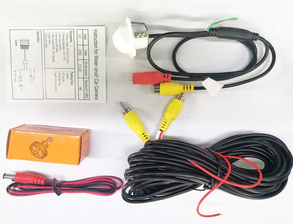 small straw hat rearview camera with 3 switches cuttable cable for parking guideline on/off, horizontal mirror on/off, vertical mirror on/off 20