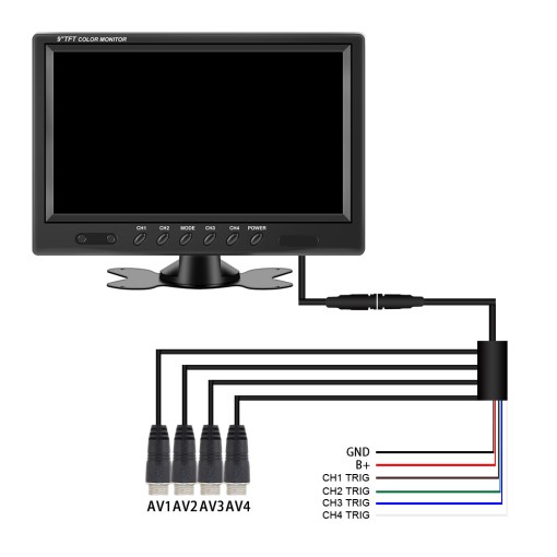 9 inch TFT LCD Split Screen Quad Monitor Security Surveillance Car Headrest Rear View Monitor Parking Rear view Camera System 8 9 inch TFT LCD Split Screen Quad Monitor Security Surveillance Car Headrest Rear View Monitor Parking 3