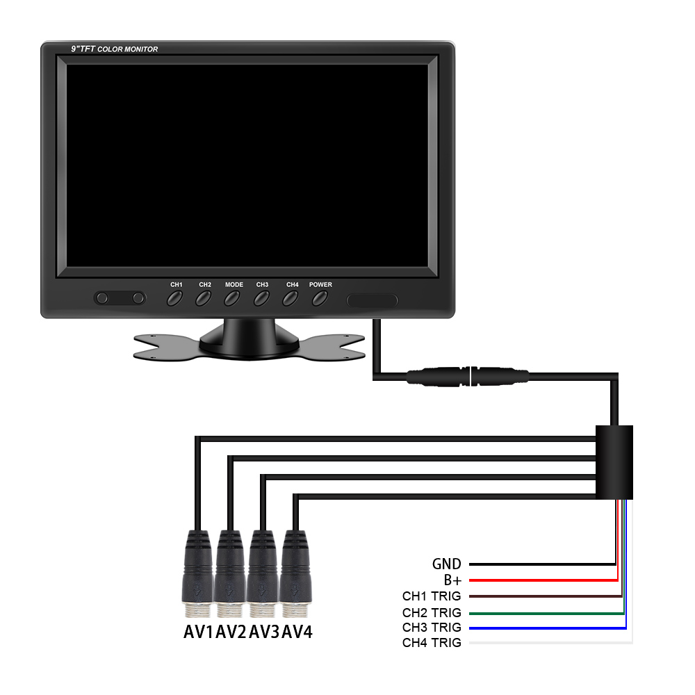 9 inch TFT LCD Split Screen Quad Monitor Security Surveillance Car Headrest Rear View Monitor Parking Rear view Camera System 4 9 inch TFT LCD Split Screen Quad Monitor Security Surveillance Car Headrest Rear View Monitor Parking Rear view Camera System - Image 3