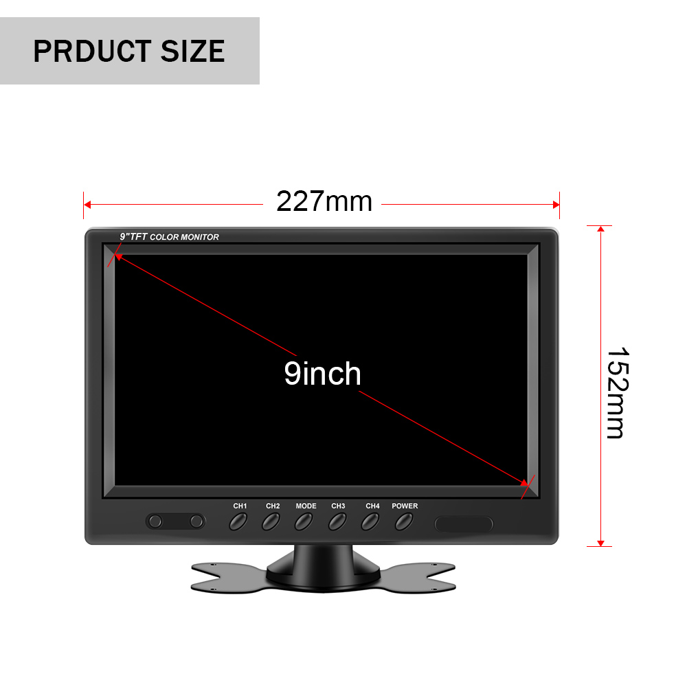 9 inch TFT LCD Split Screen Quad Monitor Security Surveillance Car Headrest Rear View Monitor Parking Rear view Camera System 5 9 inch TFT LCD Split Screen Quad Monitor Security Surveillance Car Headrest Rear View Monitor Parking Rear view Camera System - Image 4