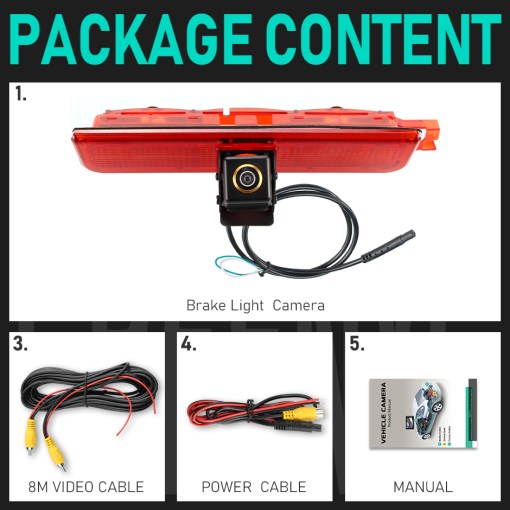 AHD 1080P 170° Fisheye Lens LED Van Brake Light Car Rear View Reverse Backup Camera For Volkswagen VW Caddy Panel Life 2003-2019 12 AHD 1080P 170 Fisheye Lens LED Van Brake Light Car Rear View Reverse Backup Camera For 5