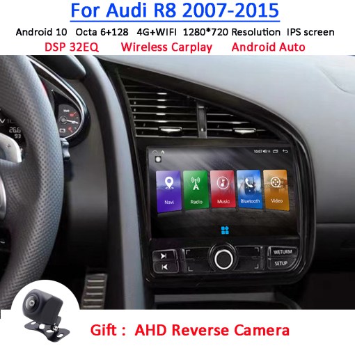 For Audi R8 2007-2015 Android 11 Car Radio  Multimedia Auto Recorder GPS Navigation Stereo Carplay Intelligent Audio System