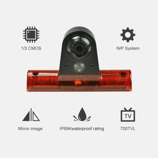 Caméra de feu Stop de vue arrière HD pour voiture, pour fourgonnettes universelles, caméra de recul à Vision nocturne avec lumière IR 10 COCVES HD Car Stop Light Rear View Brake Light Camera For Universal Vans Night Vision Reversing 4