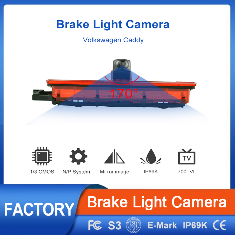 IRCaméra de feu stop à Vision nocturne IR, troisième caméra de feu stop pour Volkswagen Caddy, caméra de sauvegarde étanche pour moniteur IR Night Vision Brake Light Camera Third Brake Light Camera For Volkswagen Caddy Waterproof Backup Camera For Monitor – Image 3