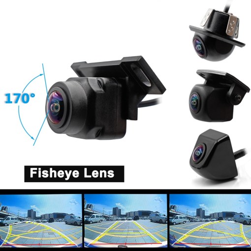 170 Fisheye Lens Intelligent Universal Vehicle Backup Camera Car Rear View Reverse Trajectory Camera Dynamic Guide Line HD
