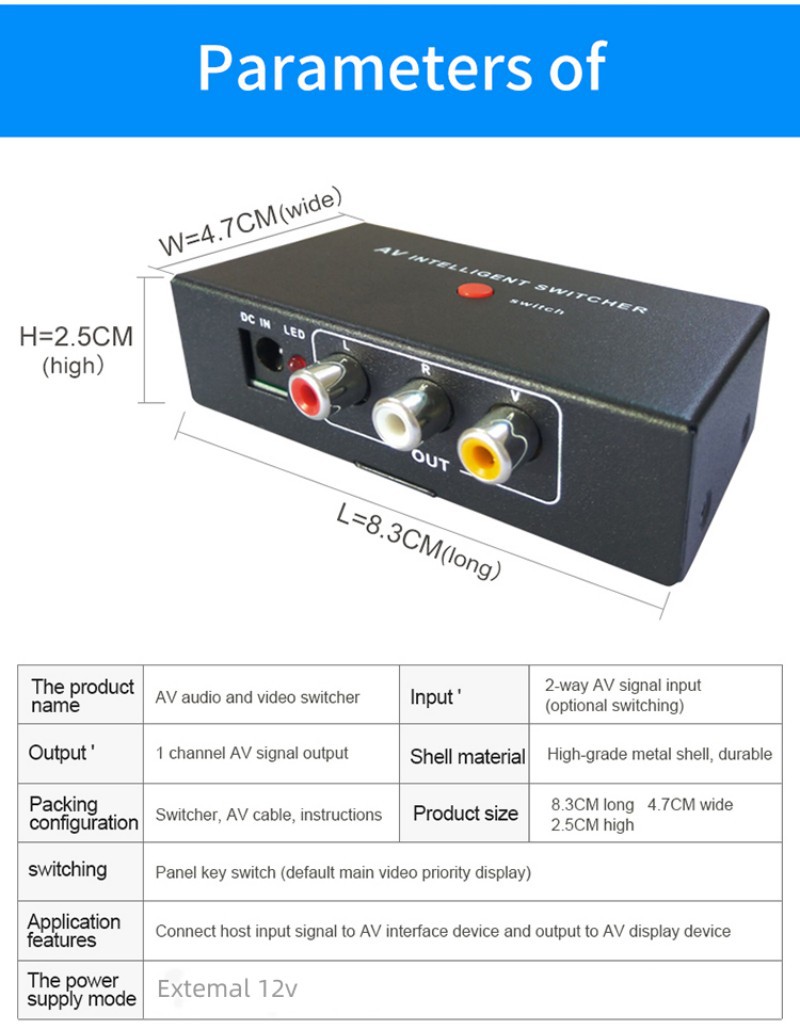 Car audio and video AV converter box 2-in-1-out converter