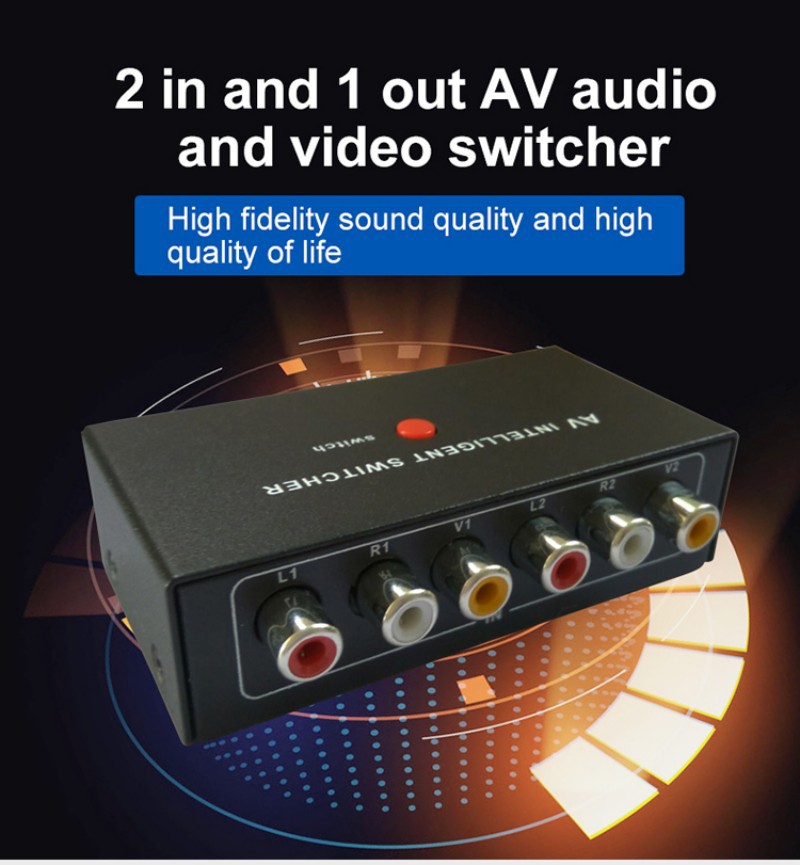 Car audio and video AV converter box 2-in-1-out converter