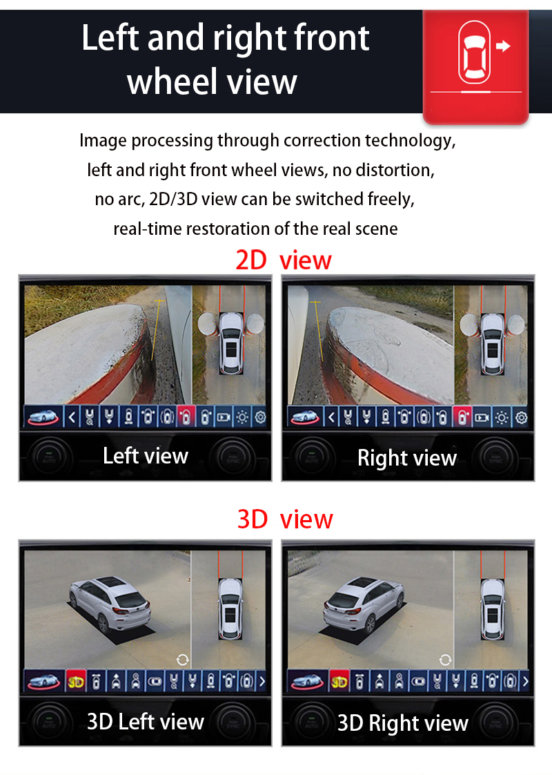 Gravador de condução com visualização 3D da câmera do carro 360 Sistema de imagem panorâmica que inverte a monitoração do estacionamento impermeável à prova de choque 14 S5c82f103d4514777b34b94a3167ff7ffS