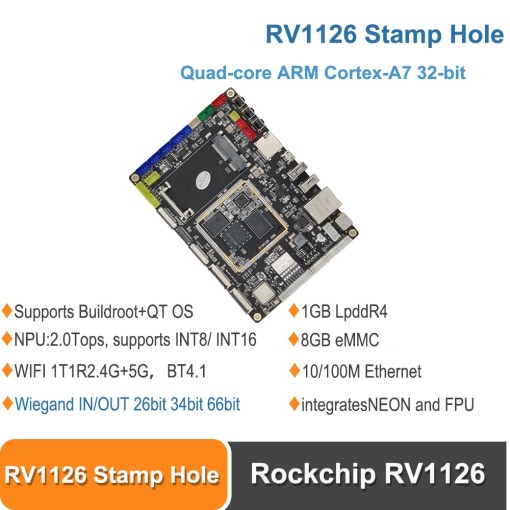 Thinkcore TC Rockchip RV1126/ RV1109 Stamp Hole Development kits Quad-core ARM Cortex-A732-bit 2.0 Tops NPU Supports Linux