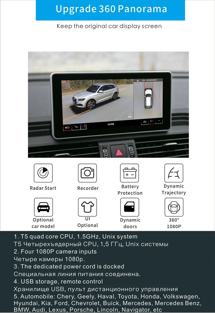 Upgrade 360 Panorama Keep the original car display screen