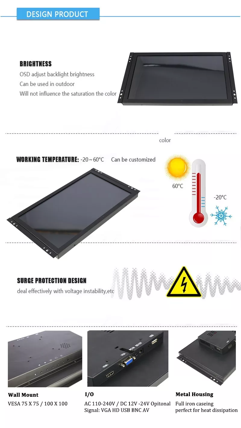 Entire Metal Case 10 inch HDMI monitor IPS LED CCTV screen for TV Bus Car Computer 15 Professional entire metal case 10.1 inch IPS LED CCTV monitor for tv / CCTV / bus/car