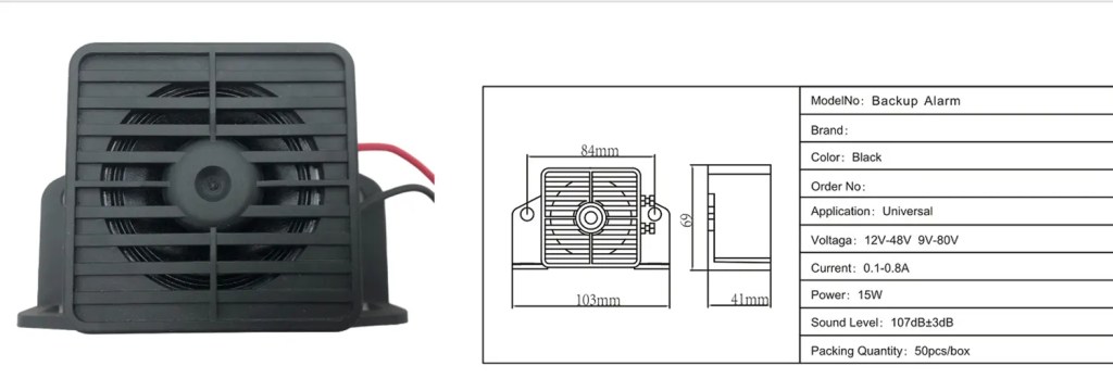 backup alarm specification vcan1812